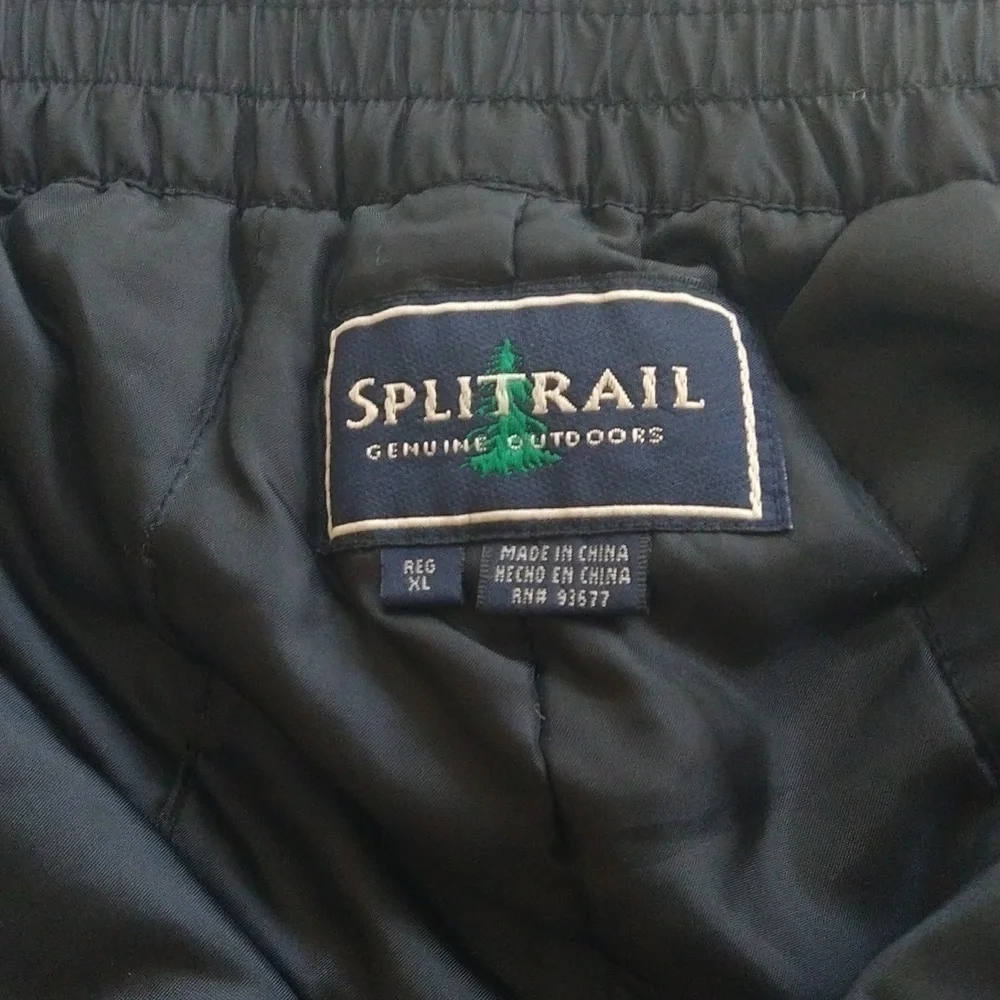 Split rail outdoors skiing hiking snow gear black pants xl zip Velcro snaps